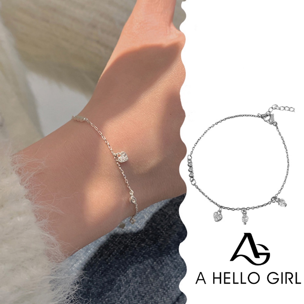 A HELLO GIRL สร้อยข้อมือ ประดับเพชร แวววาว เรียบง่าย สร้างสรรค์ สําหรับผู้หญิง