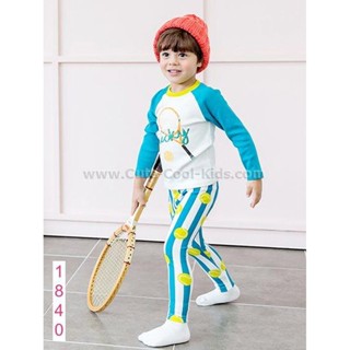 L-PJB-1840-ablh ชุดนอนเด็กแนว Slimสีฟ้า Tennis