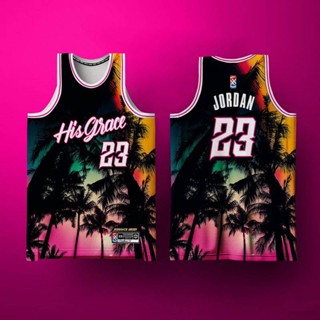 เสื้อกีฬาบาสเก็ตบอล แขนกุด ทรงหลวม ลาย Jordan Concept Jersey Coconut Trees สําหรับผู้ชาย และผู้หญิง