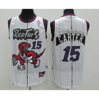 Motion NBA Mens Toronto Raptors NO . เสื้อกีฬาบาสเก็ตบอล ลาย Vince Carter 15 สีขาว สไตล์เรโทร 112740