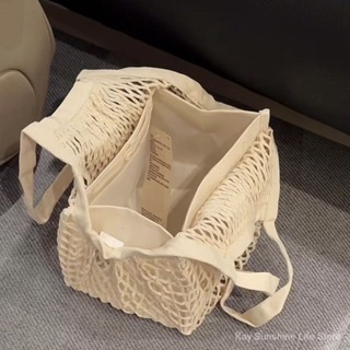 Muji กระเป๋าช้อปปิ้ง ผ้าฝ้าย ทรงโท้ท สําหรับใส่ผัก ผลไม้