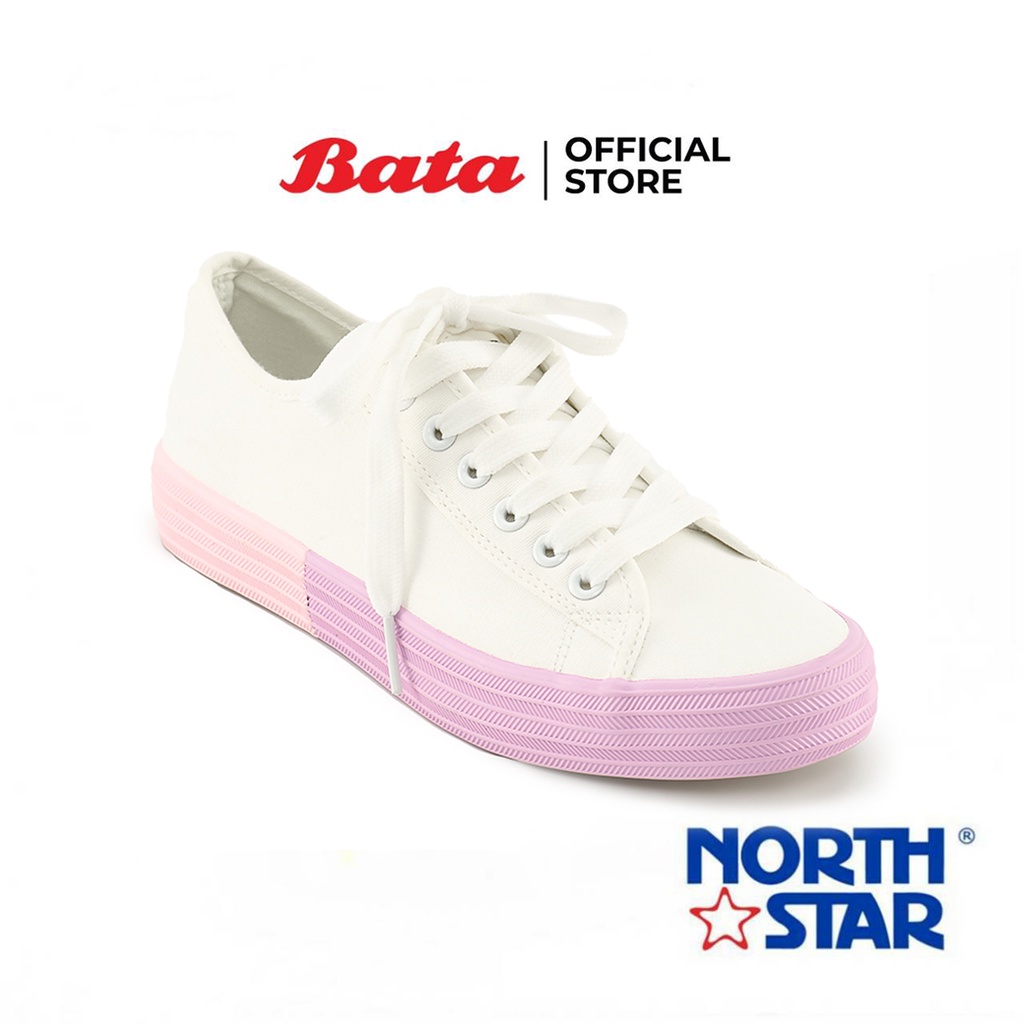 Bata บาจา ยี่ห้อ North Star รองเท้าผ้าใบแบบผูกเชือก รองเท้าแฟชั่น สนีกเกอร์  สำหรับผู้หญิง สีขาว 5201090