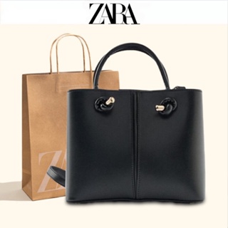 Zara กระเป๋าสะพายไหล่ กระเป๋าถือ ทรงบักเก็ต ขนาดเล็ก แฟชั่นสําหรับสตรี