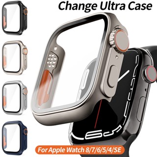 กระจกและเคส สําหรับ iWatch Case Series 8 7 45 มม. 41 มม. ฝาครอบป้องกันหน้าจอ เปลี่ยนเป็น Ultra สําหรับ iWatch 4 5 6 SE 44 มม. 40 มม.