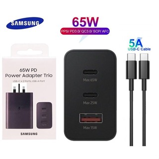 SAMSUNG อะแดปเตอร์พอร์ต USB 65w Charger 3 Type C เป็น Type C รองรับการชาร์จเร็วมาก