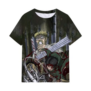 เสื้อยืดแขนสั้น พิมพ์ลายอนิเมะ Attacking Titan Attacking สําหรับผู้ชาย