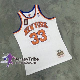 Motion Fero M&amp;N กางเกงบาสเก็ตบอล NBA สําหรับผู้ชาย #33 Patrick Ewing 1985-86 Classics รองเท้าปักลาย ความหนาแน่นสูง สไตล์เรโทร 702081