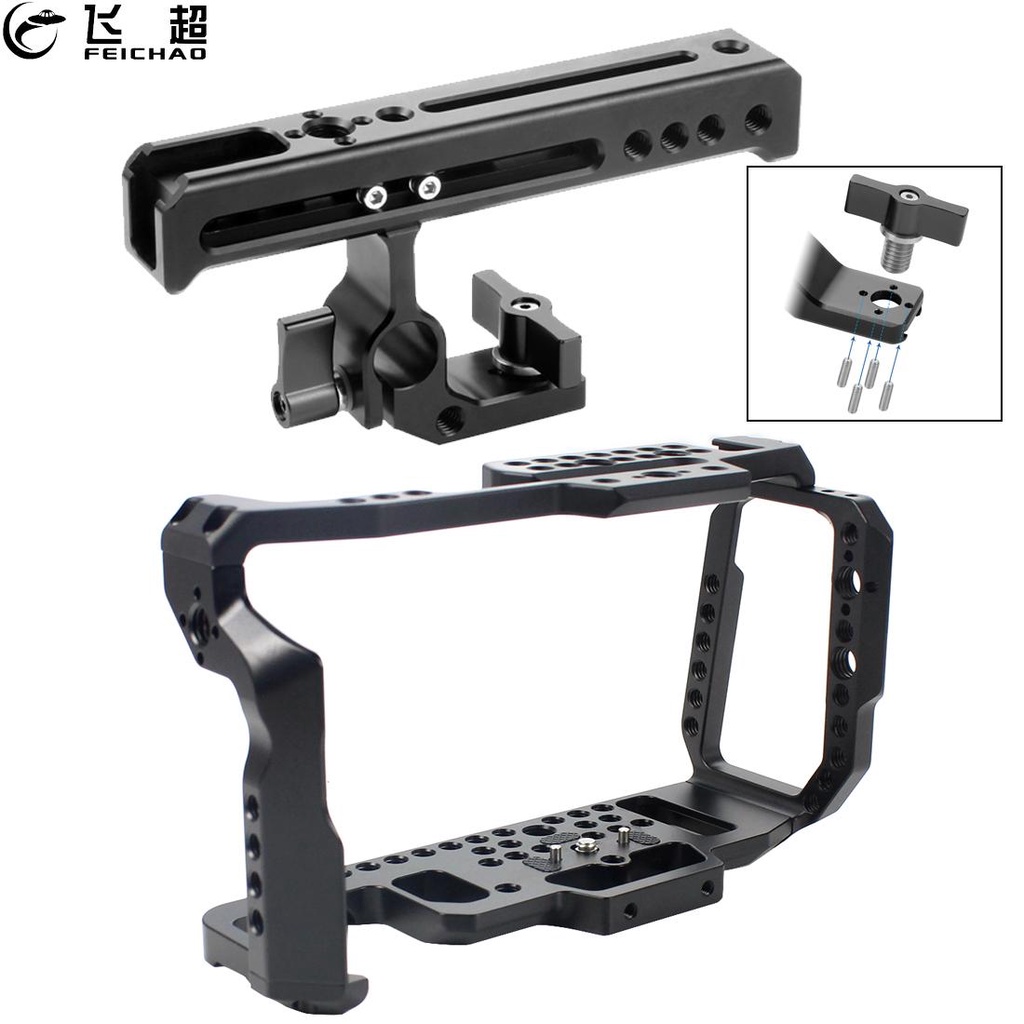 FEICHAO สําหรับ BMPCC 4K 6K กล้อง Rig กรอบป้องกันด้านบนสําหรับ Blackmagic Pocket Cinema กล้องไมโครโฟ