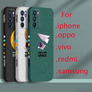 เคสโทรศัพท์มือถือ ซิลิโคน พิมพ์ลายนักบินอวกาศ มีลายด้านข้าง สําหรับ oppo reno 6