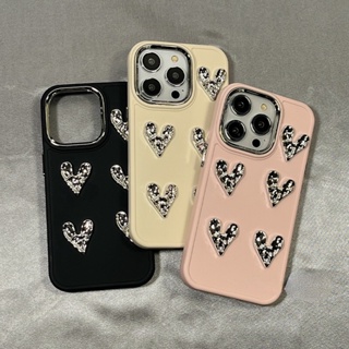 เคสโทรศัพท์มือถือนิ่ม ลายหัวใจ 3d สีชมพู สําหรับ for Iphone 14 14 Pro 14 Pro Max 11 12 promax 13 Pro Max