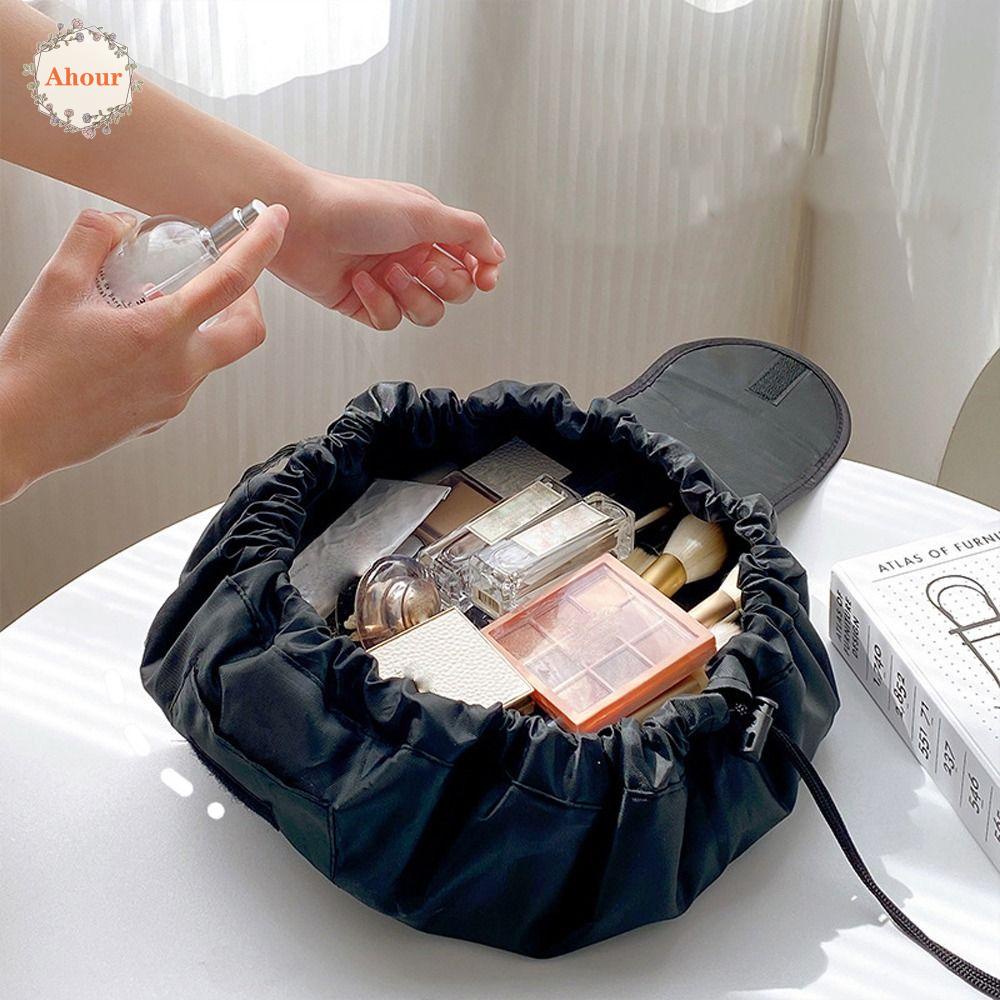 Ahour Korean Simple Cosmetic Bag Drawstring Bag Girls Women Large Capacity Lipstick Makeup Bags Portable Storage Bag Travel Wash Bag Birthday Gifts