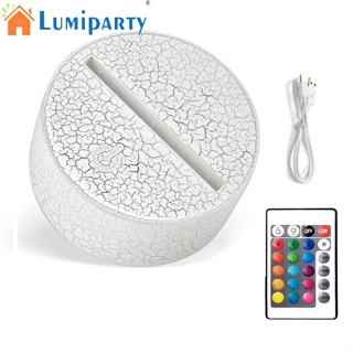 Lumiparty ฐานไฟกลางคืน Led 3d หลากสี พร้อมรีโมตคอนโทรล ลายแตก Usb อุปกรณ์เสริม