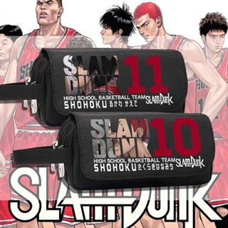 Slam DUNK การ์ตูนอนิเมะสองชั้นซิปกล่องดินสอนักเรียนเด็กปากกากล่องเก็บเครื่องเขียนความจุขนาดใหญ่