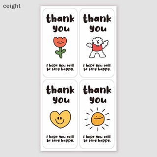 [ceight] สติกเกอร์ฉลาก Thank You น่ารัก สําหรับตกแต่งกล่องของขวัญ ห่อเบเกอรี่ 100 ชิ้น -25 แผ่น