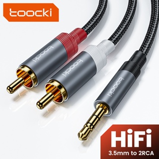 Toocki RCA สายเคเบิลแจ็คเสียง 3.5 มม. เป็น 2RCA ตัวผู้ สําหรับสมาร์ทโฟน เครื่องขยายเสียง โฮมเธียเตอร์ กล่องทีวี PC HiFi AUX