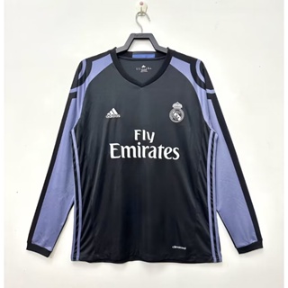 เสื้อกีฬาแขนสั้น ลายทีมฟุตบอล Real Madrid Two Guest 16-17 Real Madrid สไตล์วินเทจ แห้งเร็ว ไซซ์ S-XXL สําหรับผู้ชาย