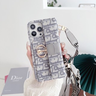 เคสโทรศัพท์มือถือหนัง ฝาพับ พร้อมช่องใส่บัตร และสายคล้องไหล่ หรูหรา สําหรับ iPhone 14 13 12 Pro Max iPhone 11 13 Pro Max XS Max XR 7 8 Plus