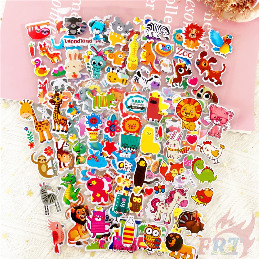 ❀ Zoo Animals Series 01 DIY Rewards Sticker ❀ 12Sheets/set Cartoon 3D Puffy Bubble Stickers Waterpoof Toys PVC Stickers