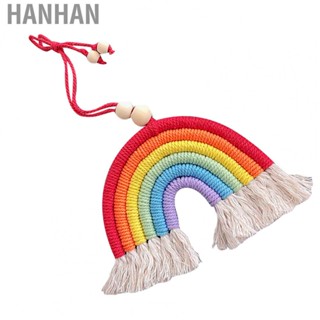 Hanhan Colorful Weaving Pendant  Decorative Car Pendant Cotton Rope Word Belt Copper Bell Decoration Portable  for Home