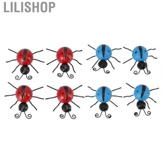 Lilishop Ladybug Hanging Decoration  Iron Comfortable Color Lovely Durable 4Pcs Ladybug Wall Decoration Black Spots Decorative  for Childrens Room for Outdoor