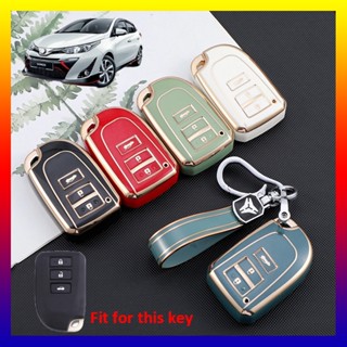 [พร้อมส่ง] เคสกุญแจรถยนต์ 3 ปุ่ม พร้อมพวงกุญแจ สําหรับ Toyota Vios 2014-2021