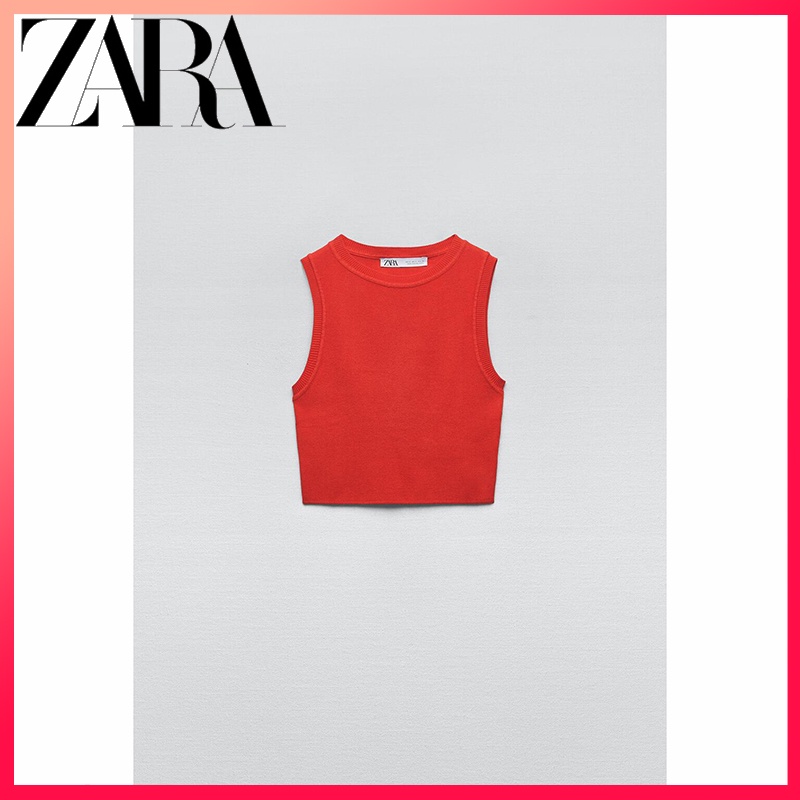 Zara ใหม่ เสื้อถัก คอกลม แขนกุด เรียบง่าย สําหรับผู้หญิง