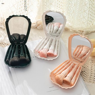 5pcs New Portable Travel Makeup Brush Shell Mirror Box nuuo