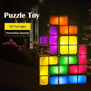 Tetris บล็อคตัวต่อปริศนา 3D มีไฟกลางคืน LED ซ้อนกันได้ ของเล่นสําหรับเด็ก