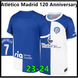 เสื้อกีฬาแขนสั้น ลายทีมชาติฟุตบอล Atletico Madrid ครบรอบ 120 ปี 2023-24 ไซซ์ S-4XL สําหรับผู้ชาย