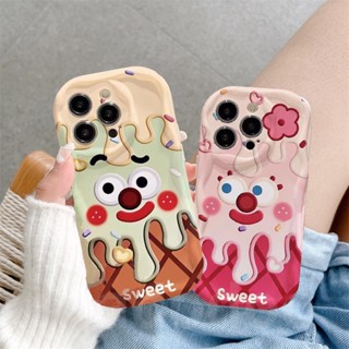 Cartoon Casing for iPhone 15 14 Pro Max 13 12 11 ProMax X XS XR 7 8 6 6S Plus SE 2020 Cute Cream Edge Ice Cream Expression Couple BFF Soft Phone Case Tpu Fine Hole Shockproof Back Cover NY 05