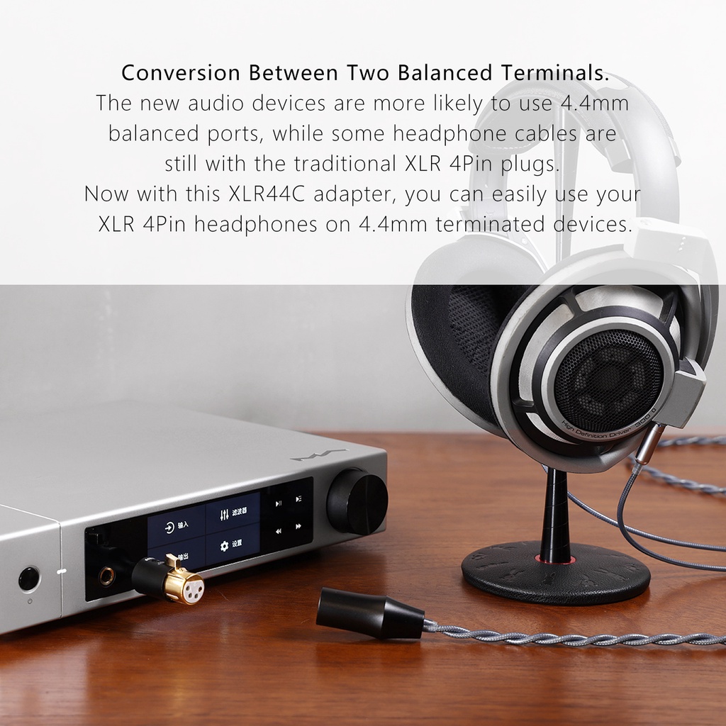 Dd ddHiFi XLR44C Balanced XLR 4Pin ถึง 4.4 มม.อะแดปเตอร์ Adapt สายหูฟัง XLR 4Pin แบบดั้งเดิมเพื่อ 4.4 มม. อุปกรณ์ลดความเข้ม