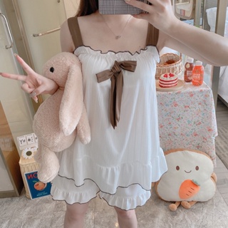 🥰M~2XL🥰ชุดนอนผู้หญิงน่ารักๆ  ชุดนอนผู้หญิง ชุดนอน，เสื้อสลิง (มีแผ่นรองหน้าอก) + กางเกงขาสั้น， ผ้านุ่ม， สีสด，M~2XL FZNH