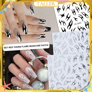 ✧ Ready Stcok Nail Art Thorn Flame Nail Enhancement Sticker Gold Silver Black White Irregular Phototherapy Gel Nail Decoration Manicure Tool For Nail Shop TALLER