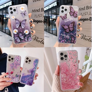 เคสโทรศัพท์มือถือแบบนิ่ม มีทรายไหล แต่งกลิตเตอร์ เลื่อม ระยิบระยับ ลายผีเสื้อ ดอกไม้ สําหรับ Xiaomi Poco X3 X2 F2 F3 M2 M3 Pro GT NFC C31