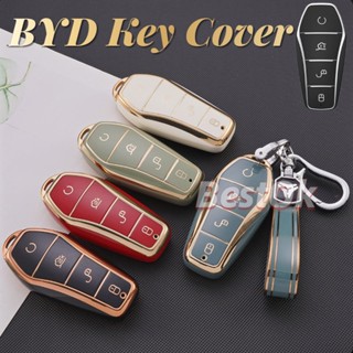 เคสกุญแจรถยนต์ TPU แบบนิ่ม 4 ปุ่ม พร้อมพวงกุญแจ สําหรับ BYD Atto3 2022 2023 Eva