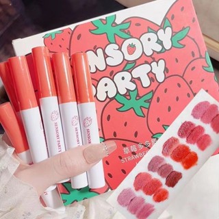 Sensory PARTY ชุดลิปสติก ลิปกลอส เนื้อแมตต์ กันน้ํา ติดทนนาน ใช้ง่าย กล่องของขวัญ