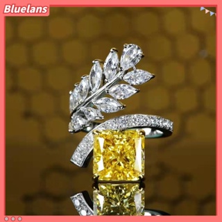 [BLS] แหวนเพชร รูปดอกไม้ สีเหลือง เครื่องประดับแฟชั่น สําหรับผู้หญิง