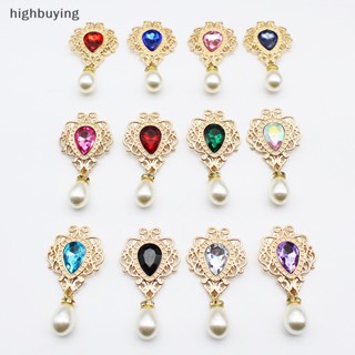 [highbuying] จี้ไข่มุกโลหะ แบบแบน สวยหรู สร้างสรรค์ แฟชั่น สําหรับตกแต่งงานแต่งงาน เชิญวันหยุด พร้อมส่ง