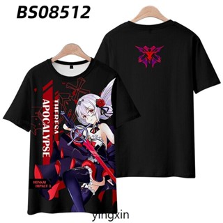 เสื้อยืดแขนสั้นลําลอง พิมพ์ลายการ์ตูนคอสเพลย์ Honkai Impact 3 สําหรับผู้ชาย 2023