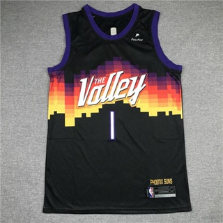 เสื้อกีฬาแขนกุด ลายทีม NBA Jersey Phoenix Suns No.1 BOOKER สไตล์คลาสสิก พลัสไซซ์