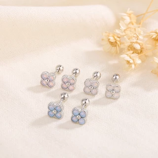 Hikaw ต่างหูสตั๊ด หินออโรร่า สีเงิน ไม่ทําให้แพ้ เครื่องประดับ สําหรับผู้หญิง