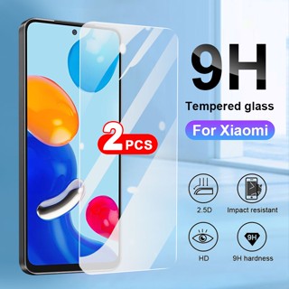 กระจกนิรภัยใส แบบเต็มจอ สําหรับ Xiaomi Poco F5 Pro Redmi Note 12s 12 11 11S Pro Plus 4G 5G Mi 11 Lite 5G NE Poco X4 X5 Pro C40 F4 GT Redmi 12C 10C Mi 11T Pro 2 ชิ้น เสา