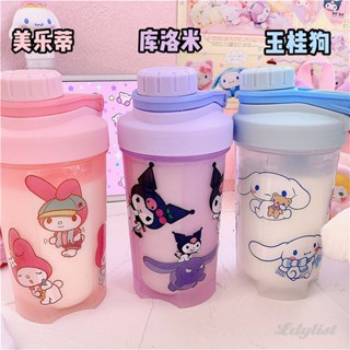 ღ 500/700ml Sanrio Water Bottle Sticker Shaker Cup Large Capacity Blender Water Cup Portable Gym Fitness Plastic Water Cup Beverage Accessories