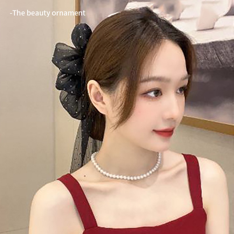 กิ๊บติดผมหางม้า ผ้าตาข่าย ประดับโบว์ ขนาดใหญ่ เข้ากับทุกการแต่งกาย สไตล์ฝรั่งเศส สําหรับผู้หญิง ราคา ถูกที่สุด ดีลบีเคเค แกลเลอรีภาพที่ 7
