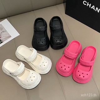[พร้อมส่ง] Mary Jane Stepping on Shit Feel Baotou รองเท้าแตะ พื้นหนา กันลื่น สีดํา แฟชั่นฤดูร้อน สไตล์ฝรั่งเศส สําหรับผู้หญิง 2023