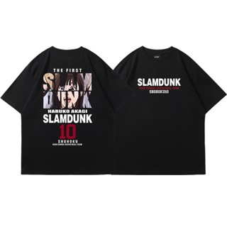 Slam Dunk Anime Movie เสื้อยืดแขนสั้นพิมพ์ลายเสื้อยืดผ้าฝ้ายเทรนด์แฟชั่นอะนิเมะชั้นนำ