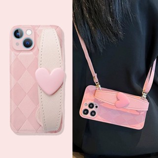 พร้อมส่ง เคสป้องกันโทรศัพท์มือถือ แบบแข็ง ลายสก๊อต พร้อมสายคล้องมือ สําหรับ Apple IPhone 14 13pro Max 12 11