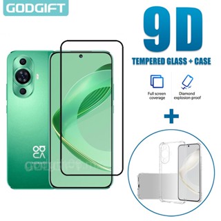 Godgift 2 in 1 ฟิล์มกระจกนิรภัยกันรอยหน้าจอ พร้อมเคสซิลิโคน กันกระแทก สําหรับ Huawei Nova 11 11i 10 9 8 Pro SE 8i 5T Y90