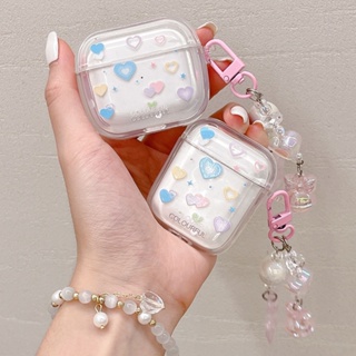 เคสหูฟังบลูทูธ ซิลิโคนนุ่ม แบบใส รูปหัวใจ หลากสี สําหรับ AirPods Pro 2 AirPods 1 2 3