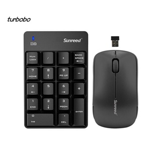 Turbobo ชุดคีย์บอร์ด เมาส์ออปติคอล ตัวเลขไร้สาย 2.4GHz 18 คีย์